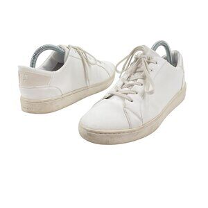 Thousand Fell White Vegan Leather Lace-Up Stain Odor Resistant Sneakers Womens 9